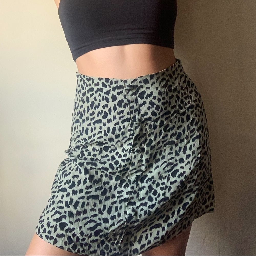 green leopard skirt